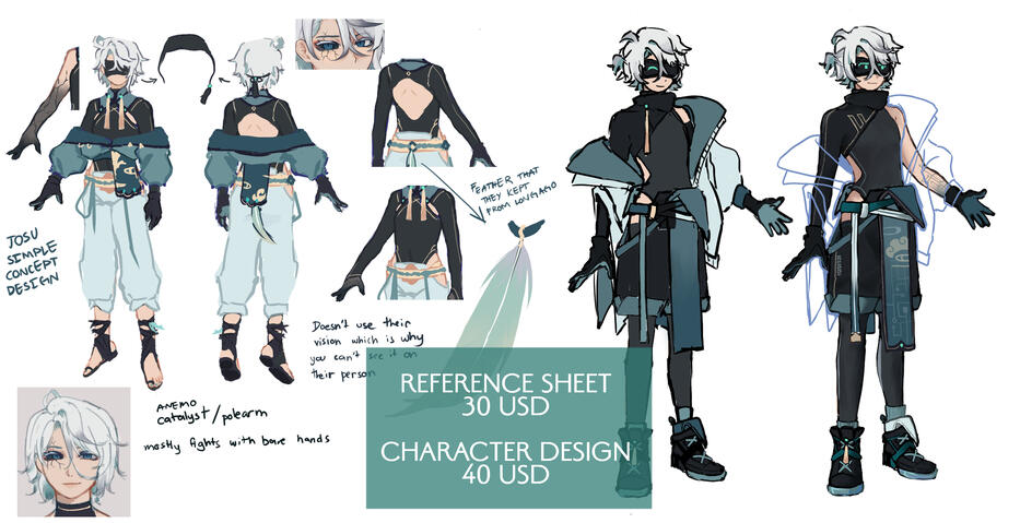 REFERENCE SHEET 30 USD / CHARACTER DESIGN 40 USD